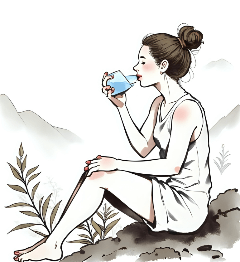  A Mother drinking water.